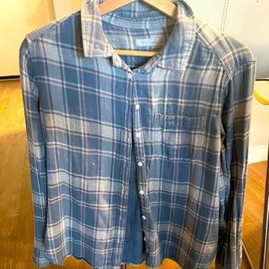 Outerknown Women’s Blue Plaid Long Sleeve Shirt M